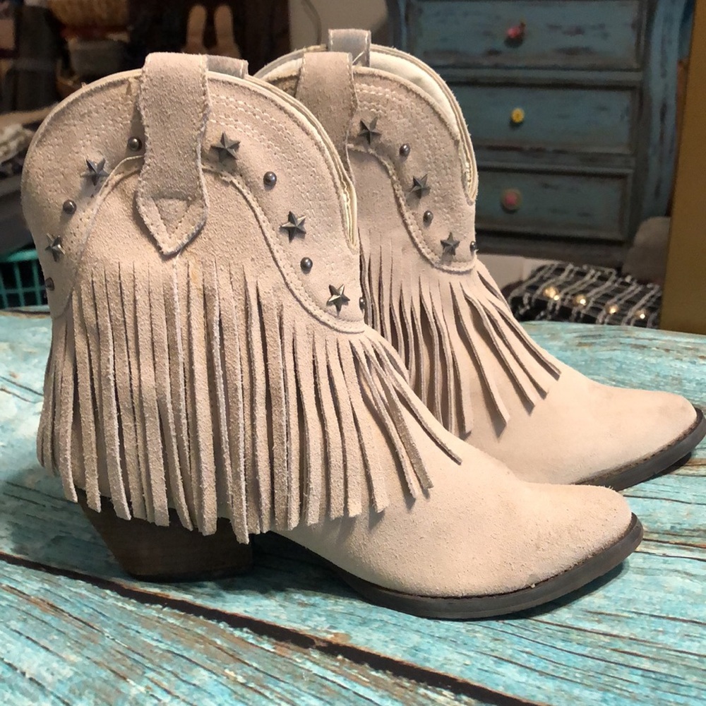 Very Volatile Genuine Suede Fringe Boho Booties - Picture 14 of 14